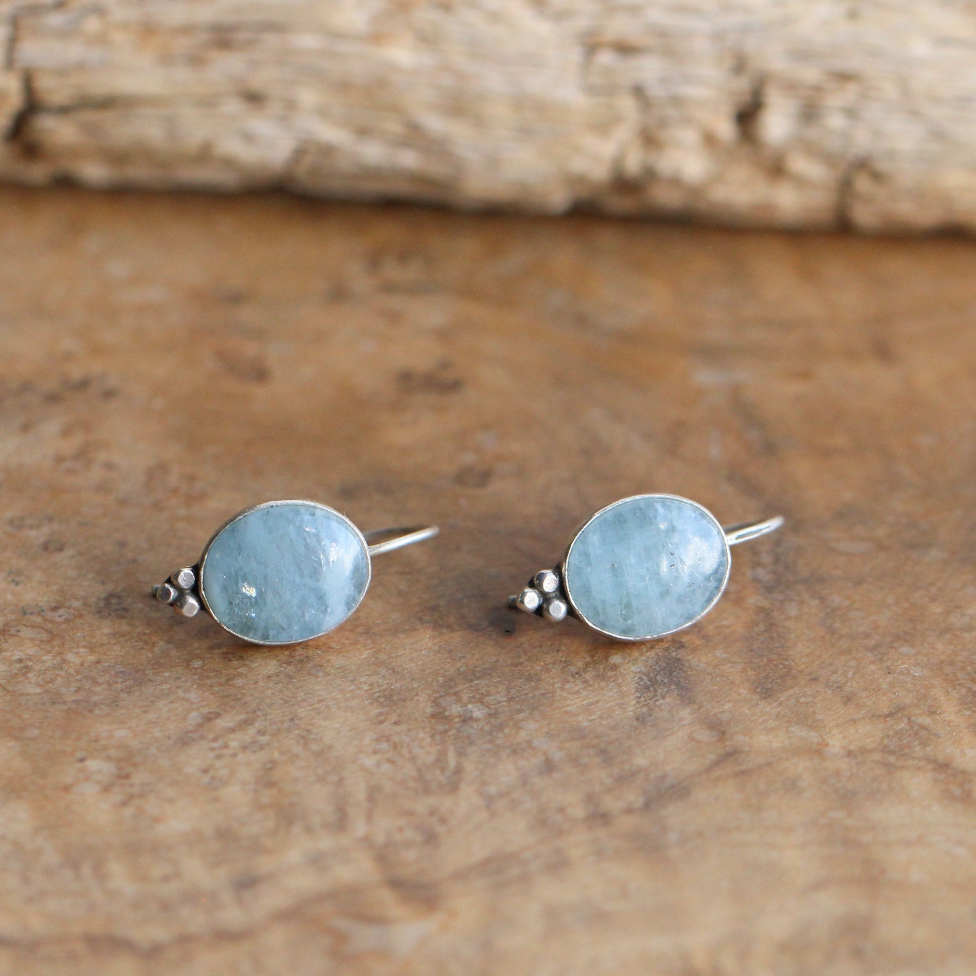 Aquamarine Piper Earrings - Boho Aquamarine Jewelry - .925 Sterling Silver