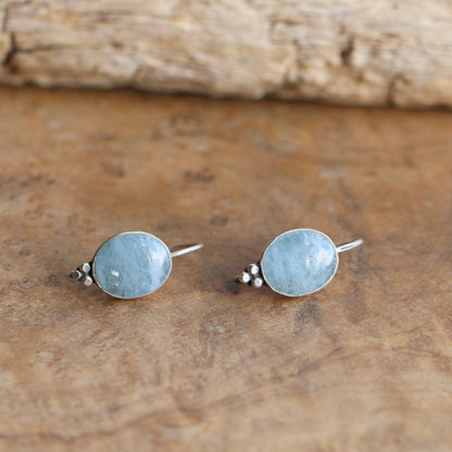 Aquamarine Piper Earrings - Boho Aquamarine Jewelry - .925 Sterling Silver
