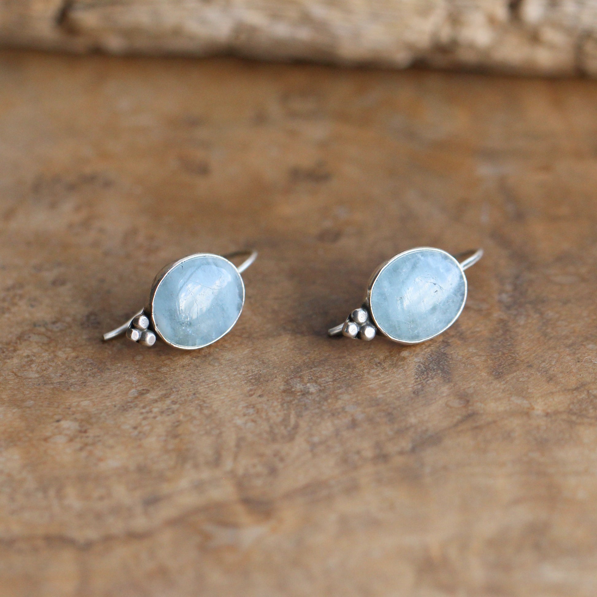 Aquamarine Piper Earrings - Boho Aquamarine Jewelry - .925 Sterling Silver