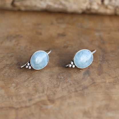 Aquamarine Piper Earrings - Boho Aquamarine Jewelry - .925 Sterling Silver