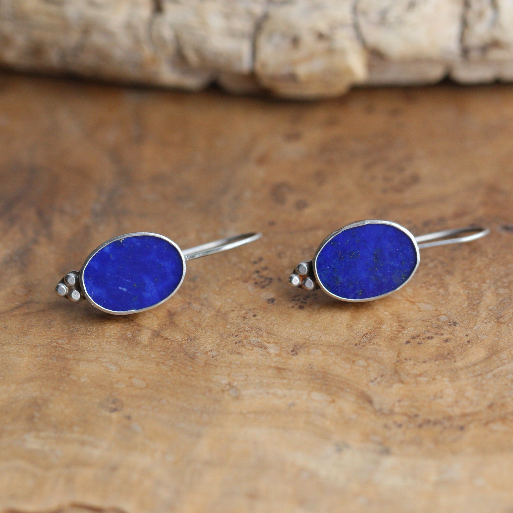 Lapis Piper Earrings - Lapis Lazuli Earrings - .925 Sterling Silver - Lapis Drop Earrings - Silversmith