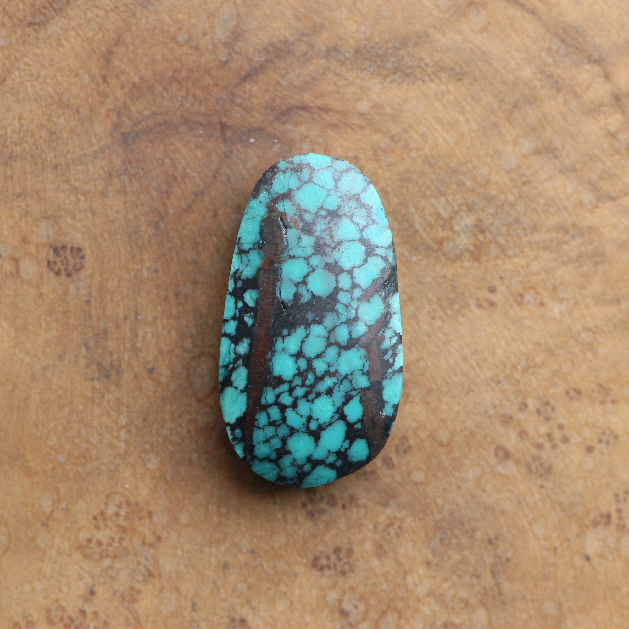 Turquoise Notched Boho Ring - Big Turquoise Ring - OOAK Silversmith Ring