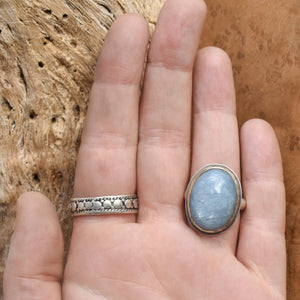 Ready to Ship - Huge Gold Aquamarine Ring - Size 5 1/2 - 14KT Solid Gold - Silver and Gold Ring - Silversmith Ring
