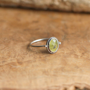 Green Garnet Delica Ring - Garnet Stacker - Green Garnet Ring - Unique Silversmith