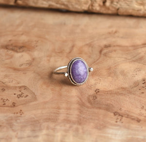 Purple Charoite Delica Ring - Sterling Silver