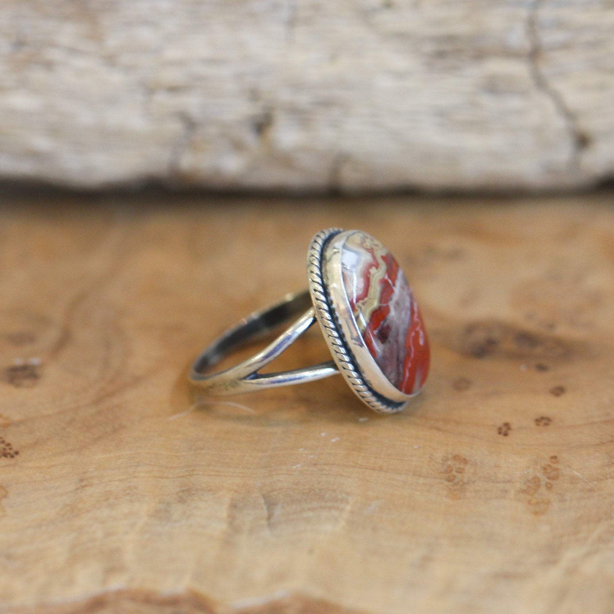 Laguna Lace Agate Boho Ring - .925 Sterling Silver - Choose Your Own Stone - Silversmith Ring