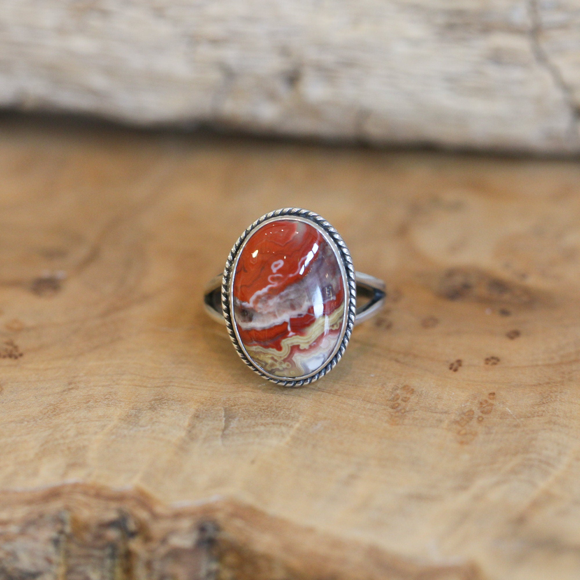 Laguna Lace Agate Boho Ring - .925 Sterling Silver - Choose Your Own Stone - Silversmith Ring