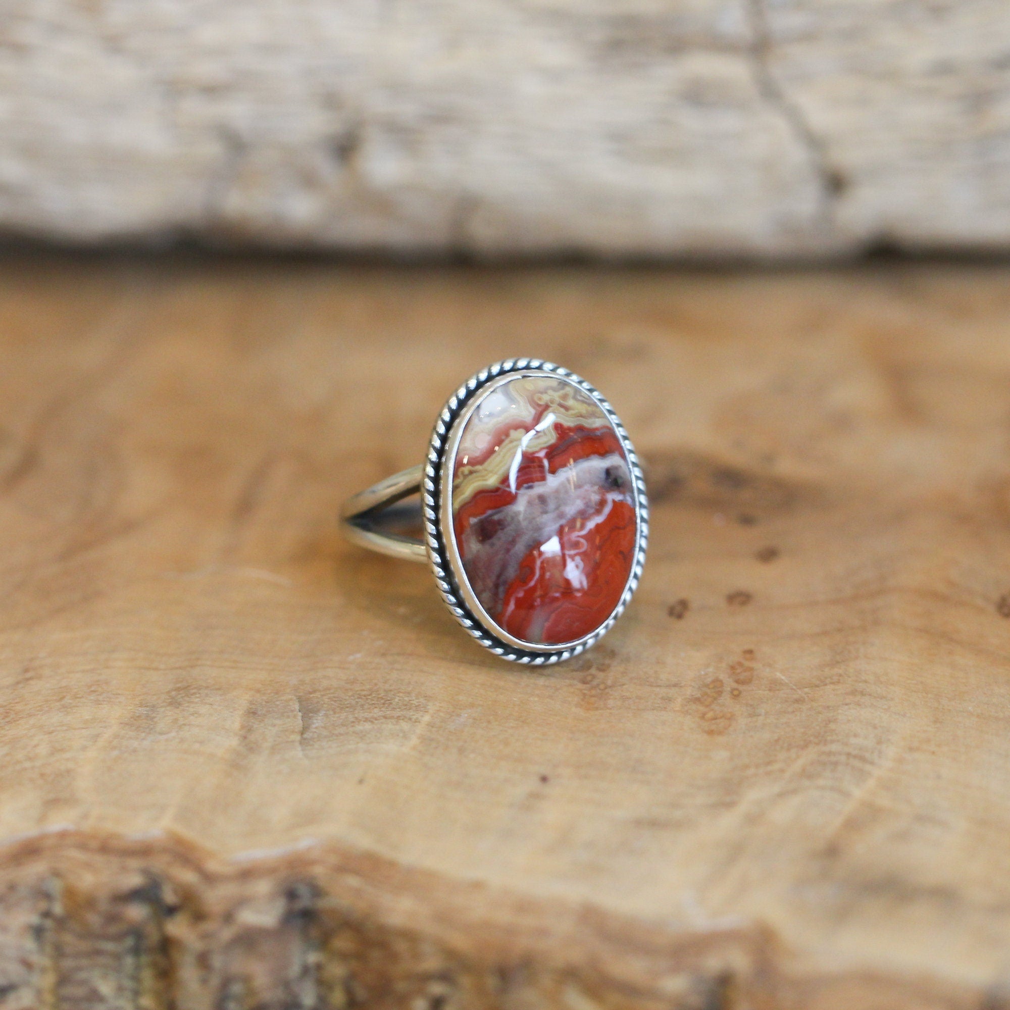 Laguna Lace Agate Boho Ring - .925 Sterling Silver - Choose Your Own Stone - Silversmith Ring