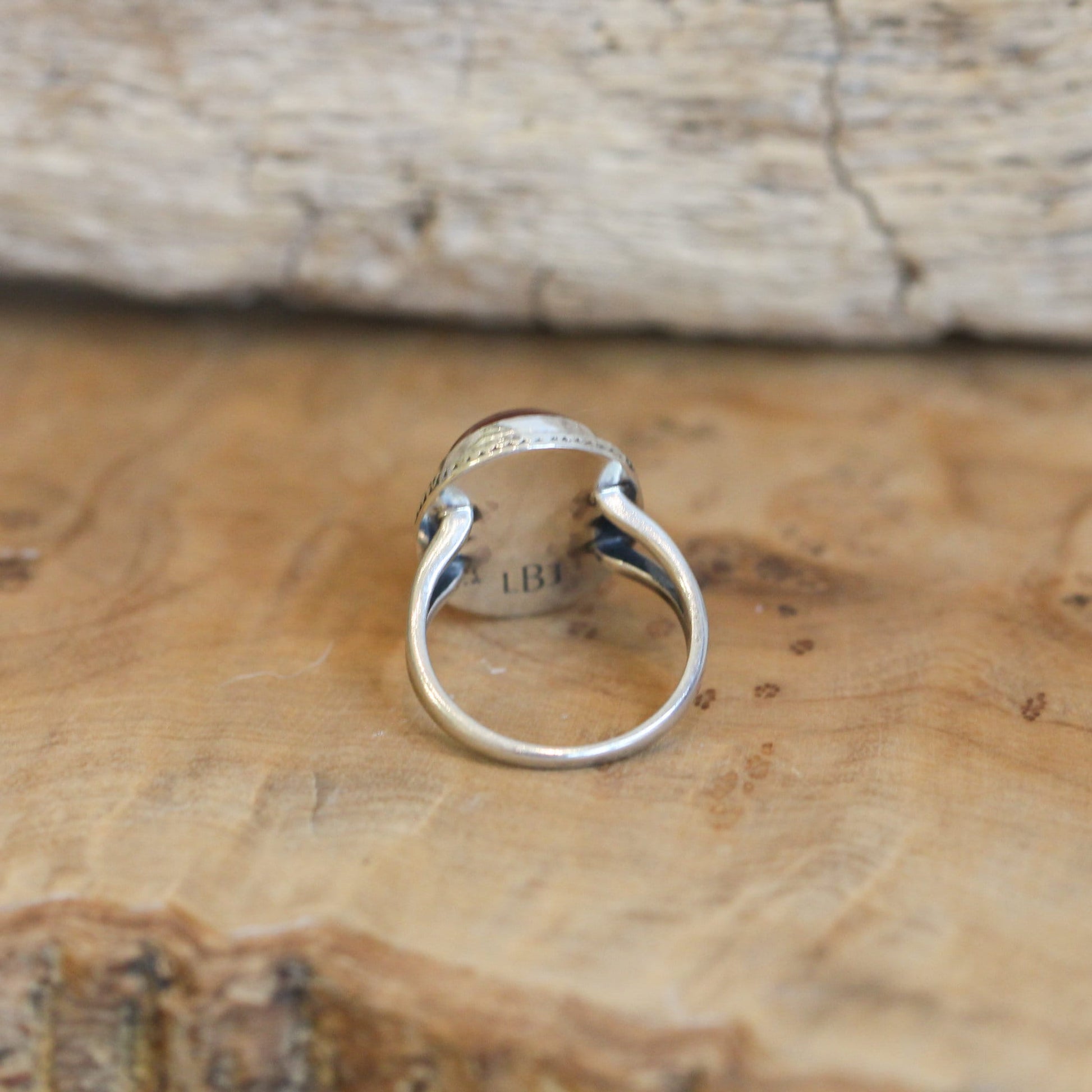 Red Agate Boho Ring - .925 Sterling Silver - Size 7.5