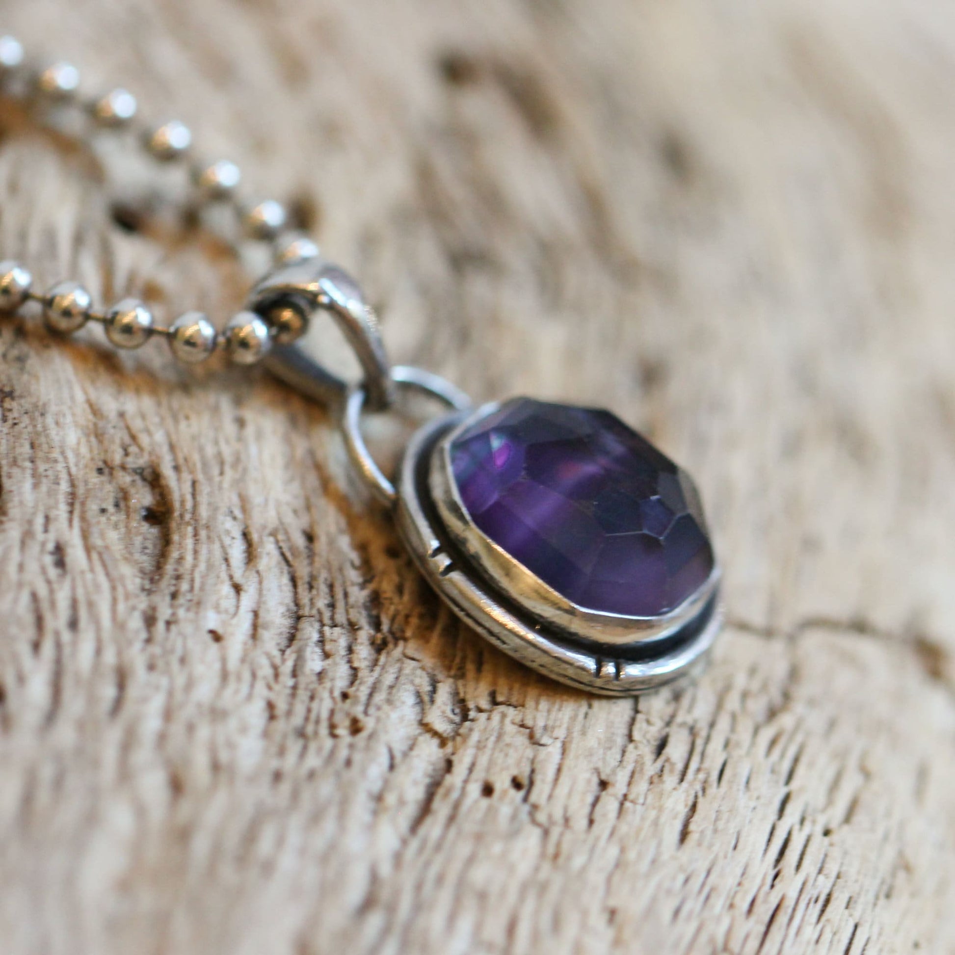 Custom Rose Cut Rainbow Fluorite Pendant – Sterling Silver Silversmith Jewelry