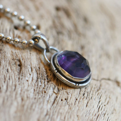 Custom Rose Cut Rainbow Fluorite Pendant – Sterling Silver Silversmith Jewelry