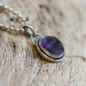 Custom Rose Cut Rainbow Fluorite Pendant – Sterling Silver Silversmith Jewelry