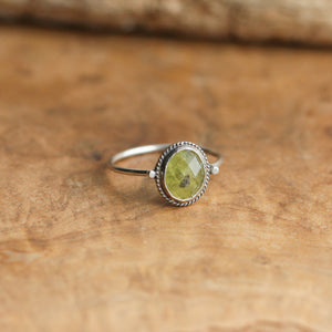 Green Garnet Delica Ring - Garnet Stacker - Green Garnet Ring - Unique Silversmith