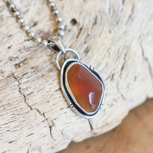 Heartland Pendant- Carnelian Pendant - Faceted Carnelian Necklace - Silversmith Pendant