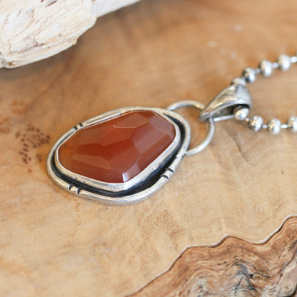 Heartland Pendant- Carnelian Pendant - Faceted Carnelian Necklace - Silversmith Pendant