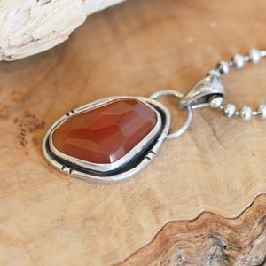 Heartland Pendant- Carnelian Pendant - Faceted Carnelian Necklace - Silversmith Pendant