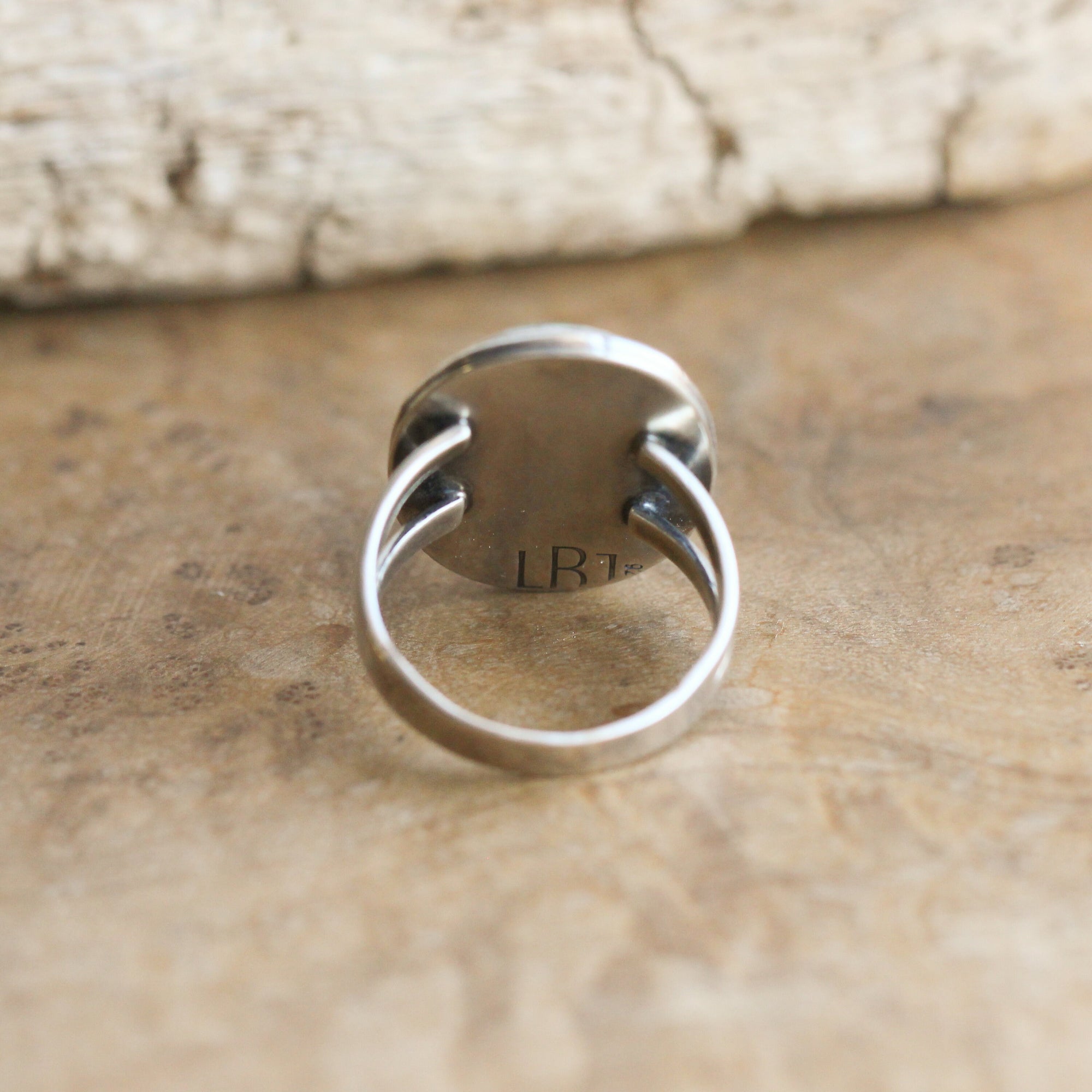 Malachite Notched Boho Ring - Big Malachite Ring - Silversmith Ring