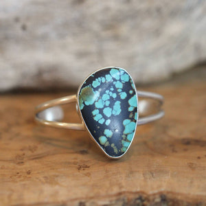 Turquoise Cuff Bracelet - Big Turquoise Bangle - Dragonskin Turquoise - Silversmith Bracelet