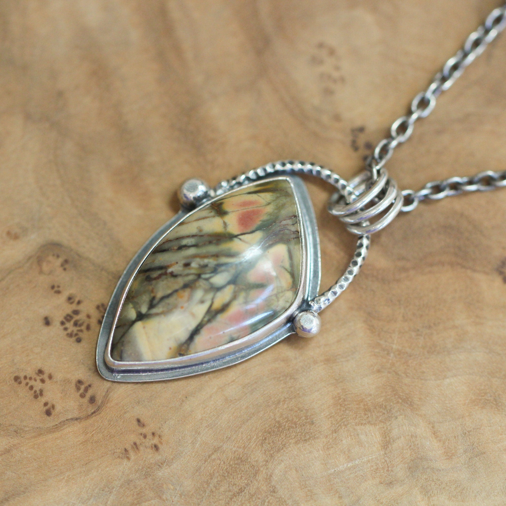 Custom Red Creek Jasper Pendant - Sterling Silver - Cherry Creek Jasper Necklace