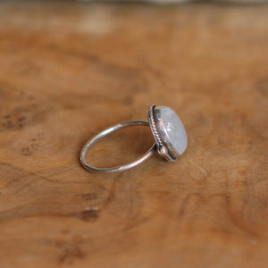 Dainty Rainbow Moonstone Ring – Sterling Silver Delica Design