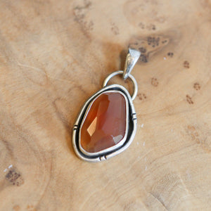 Heartland Pendant- Carnelian Pendant - Faceted Carnelian Necklace - Silversmith Pendant