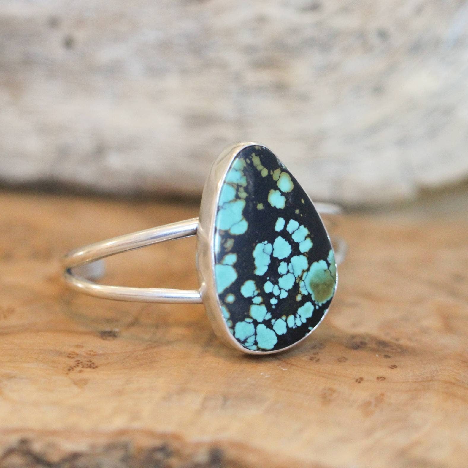 Turquoise Cuff Bracelet - Big Turquoise Bangle - Dragonskin Turquoise - Silversmith Bracelet