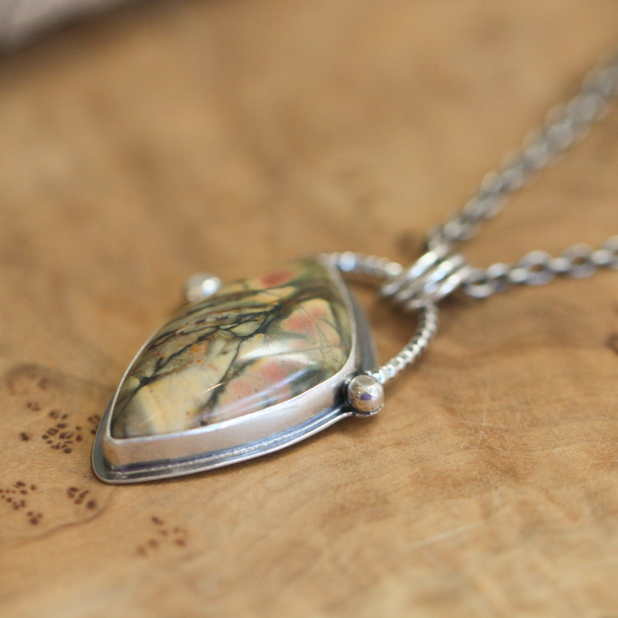 Custom Red Creek Jasper Pendant - Sterling Silver - Cherry Creek Jasper Necklace