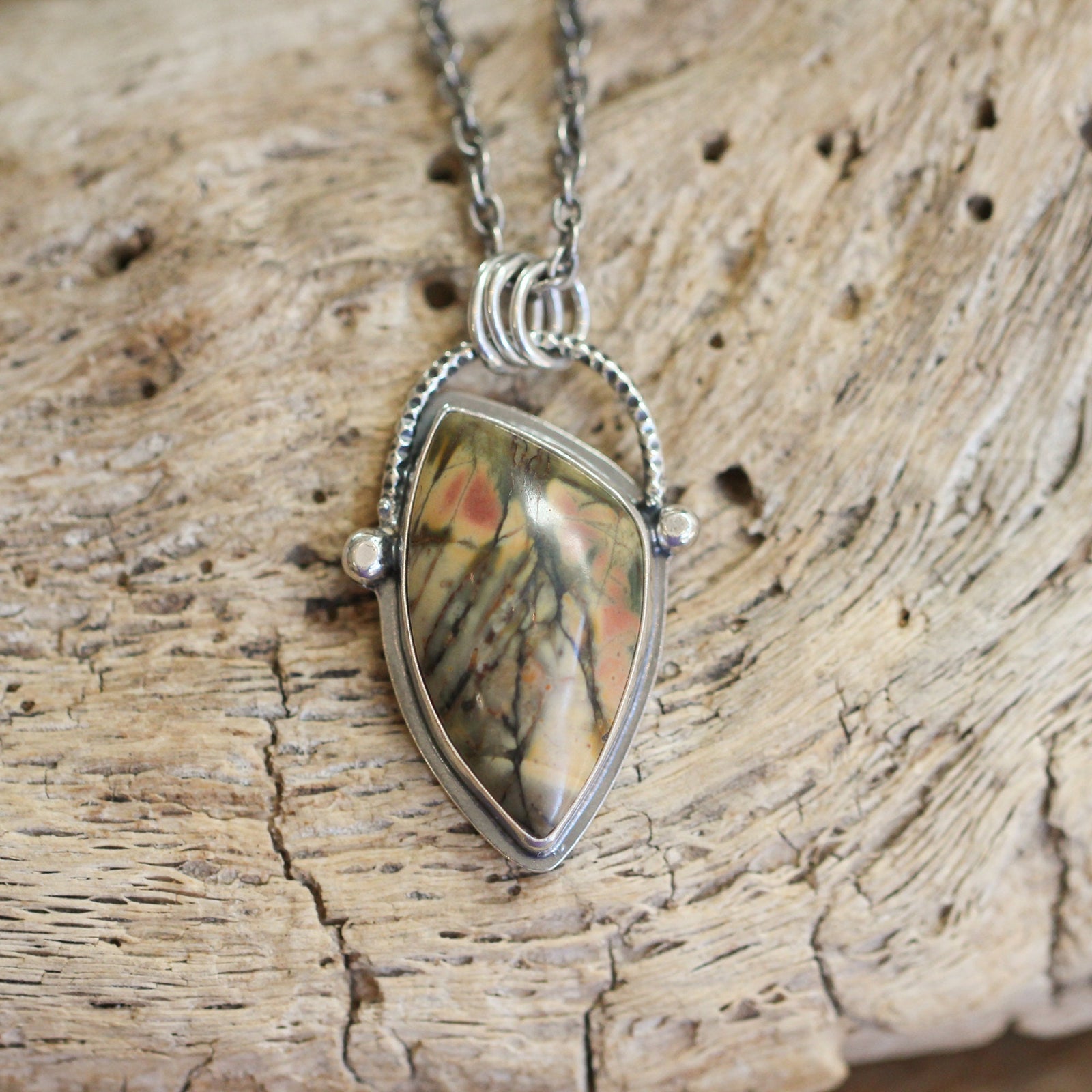 Custom Red Creek Jasper Pendant - Sterling Silver - Cherry Creek Jasper Necklace