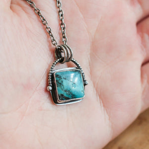 Chelsea Necklace - Turquoise Pendant - Sterling Silver Necklace - Silversmith Turquoise Necklace
