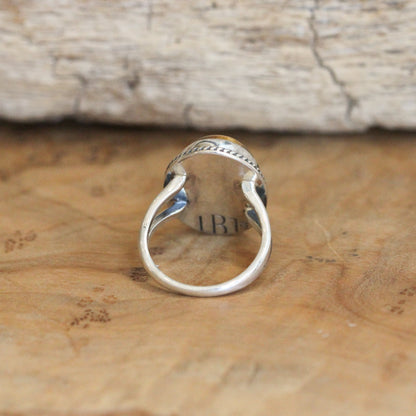 Boho Oval Tigers Eye Ring - .925 Sterling Silver