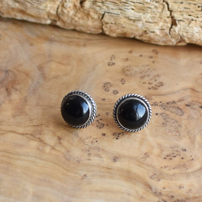 Black Onyx Sterling Silver Stud Earrings – Silversmith Crafted Posts