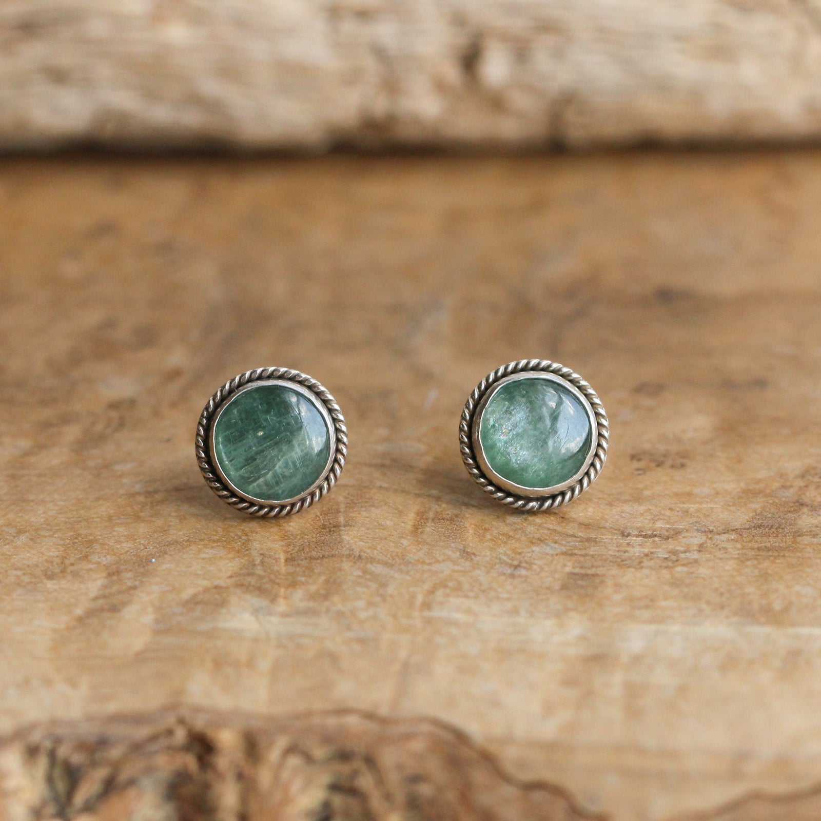 Green Kyanite Traditional Posts - Sterling Silver - Kyanite Studs