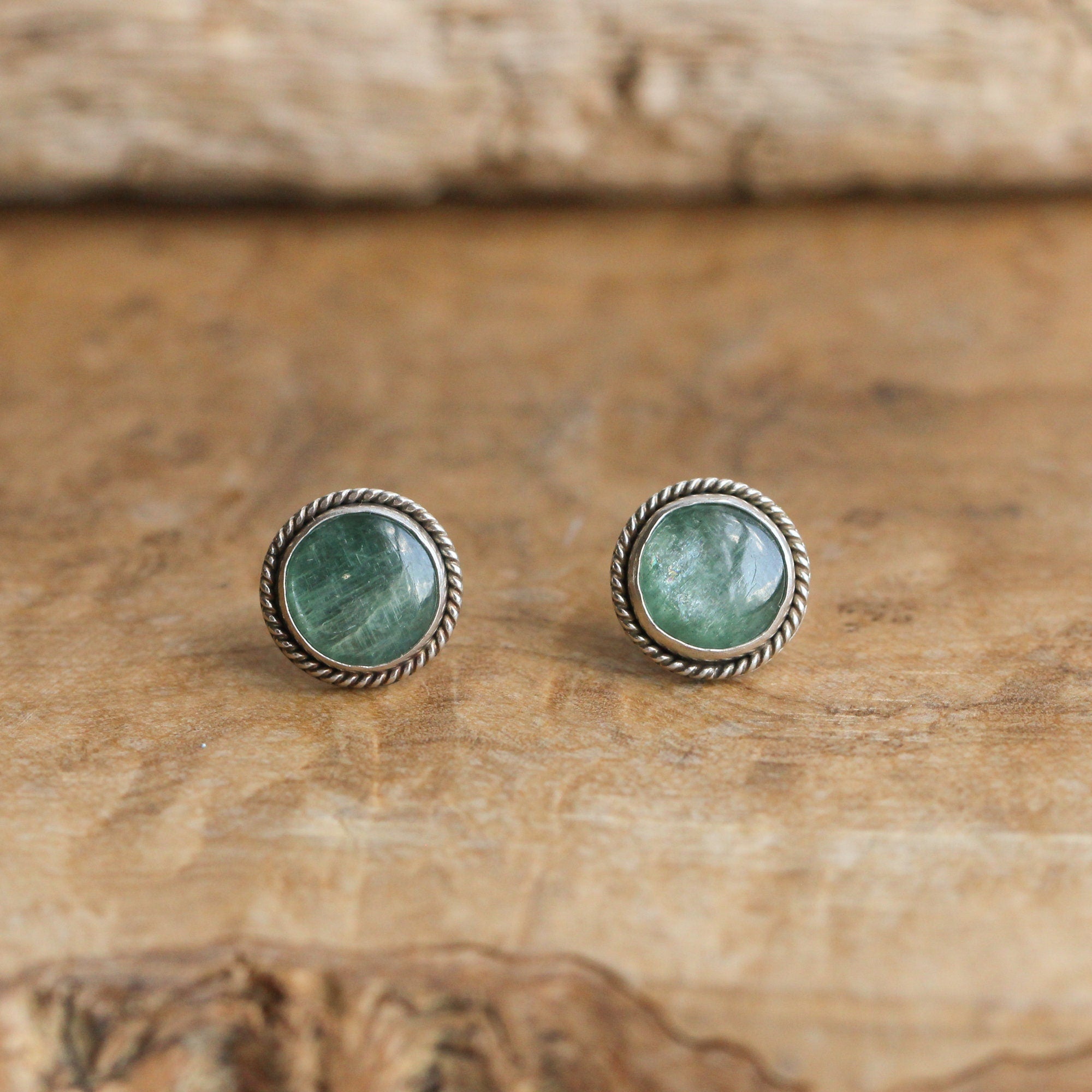 Green Kyanite Traditional Posts - Sterling Silver - Kyanite Studs