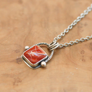 Chelsea Necklace - Red Agate Pendant - Silversmith - Red Agate Necklace