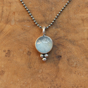 Aquamarine Sweetheart Pendant - Aquamarine Necklace - March Birthstone - .925 Sterling Silver