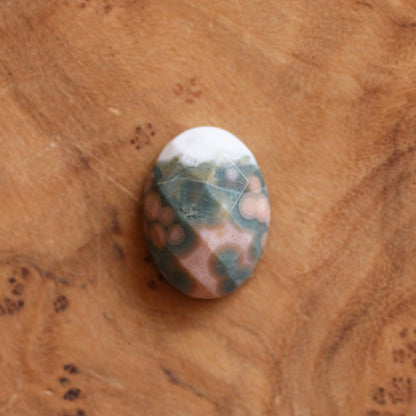 Custom Ocean Jasper Pendant - Rose Cut Stone, Sterling Silver