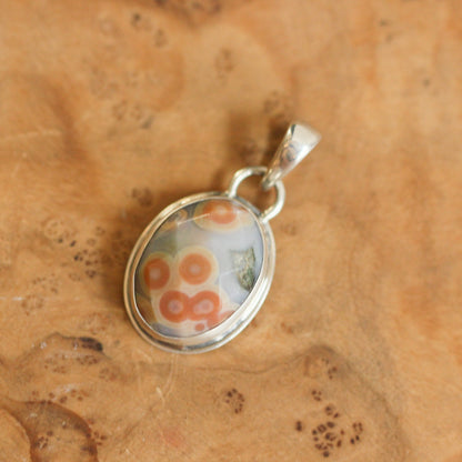 Custom Ocean Jasper Pendant - Rose Cut Stone, Sterling Silver