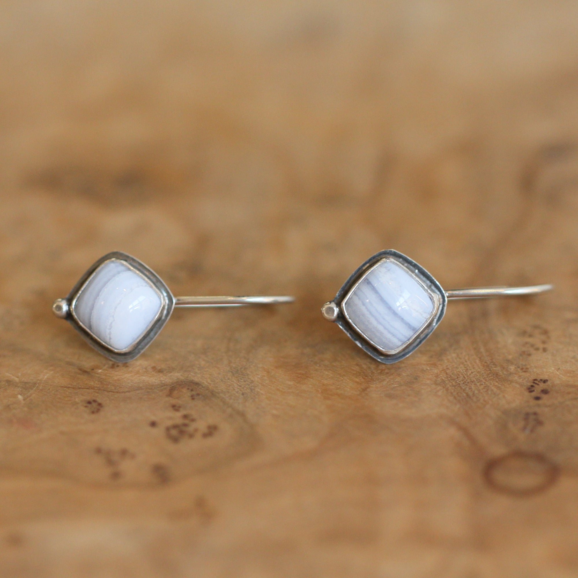 Blue Lace Agate Threaders - Sterling Silver- Stella Earrings