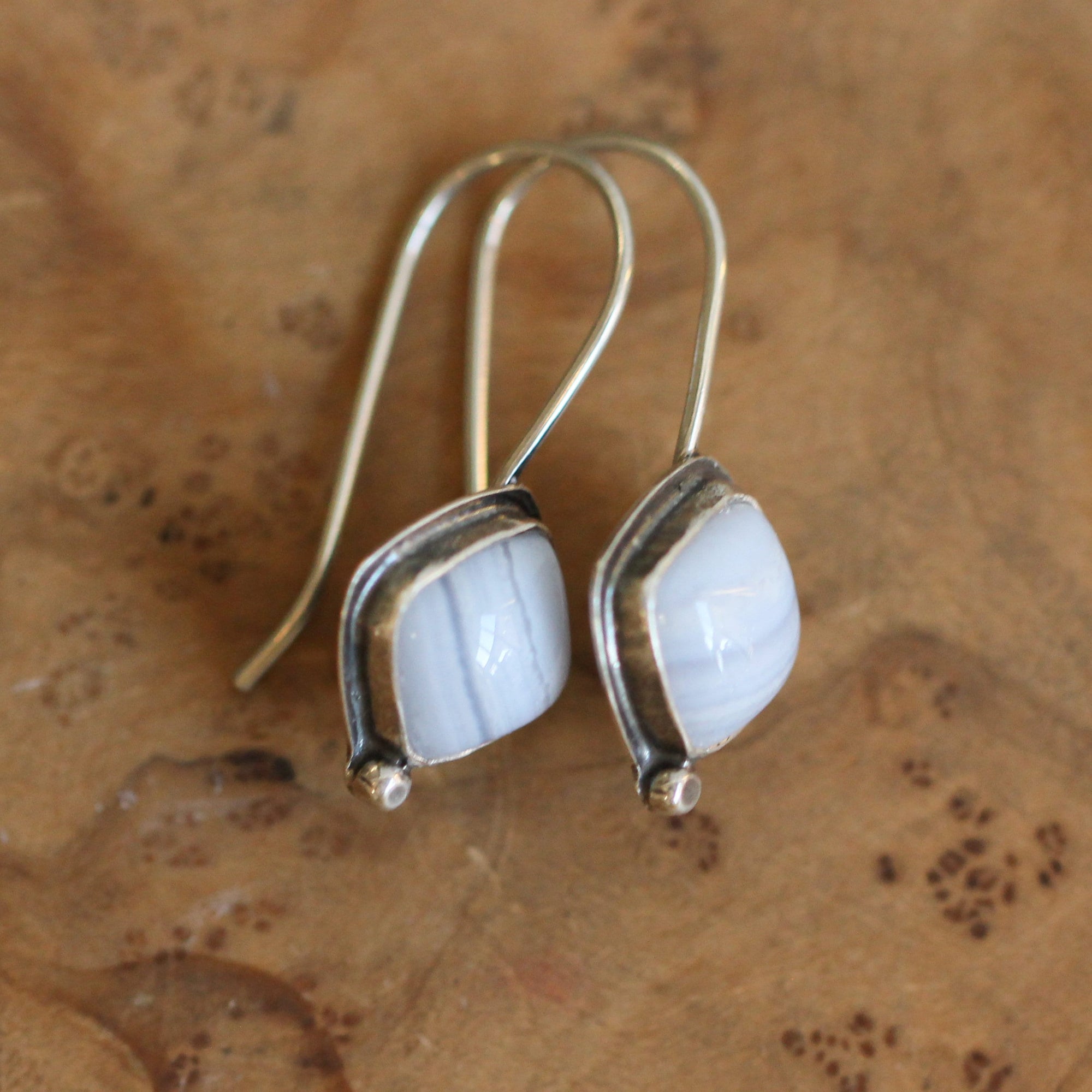 Blue Lace Agate Threaders - Sterling Silver- Stella Earrings