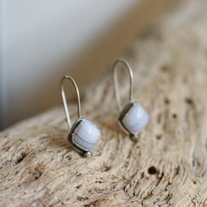 Blue Lace Agate Threaders - Sterling Silver- Stella Earrings