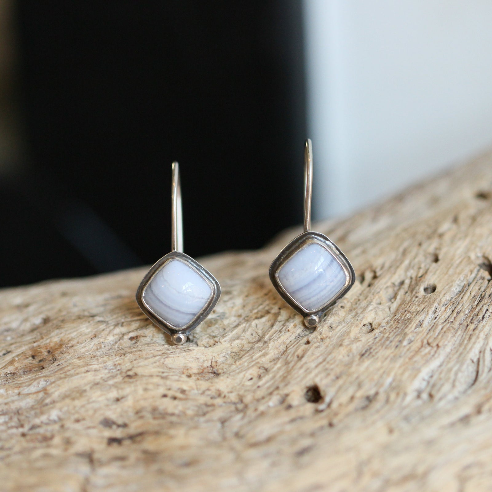 Blue Lace Agate Threaders - Sterling Silver- Stella Earrings