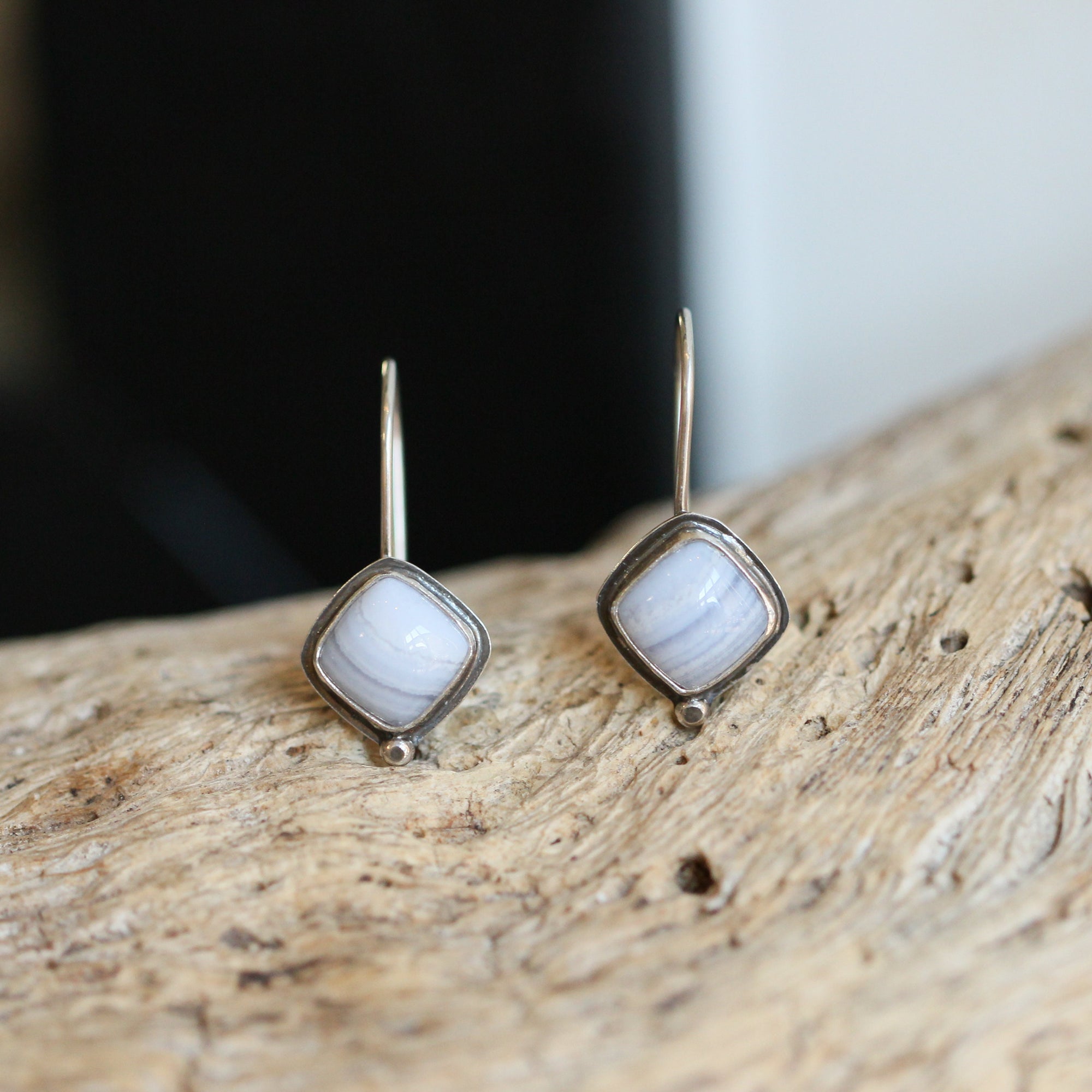 Blue Lace Agate Threaders - Sterling Silver- Stella Earrings