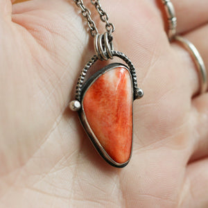 Custom Spiny Oyster Pendant - Choose Your Stone - Sterling Silver