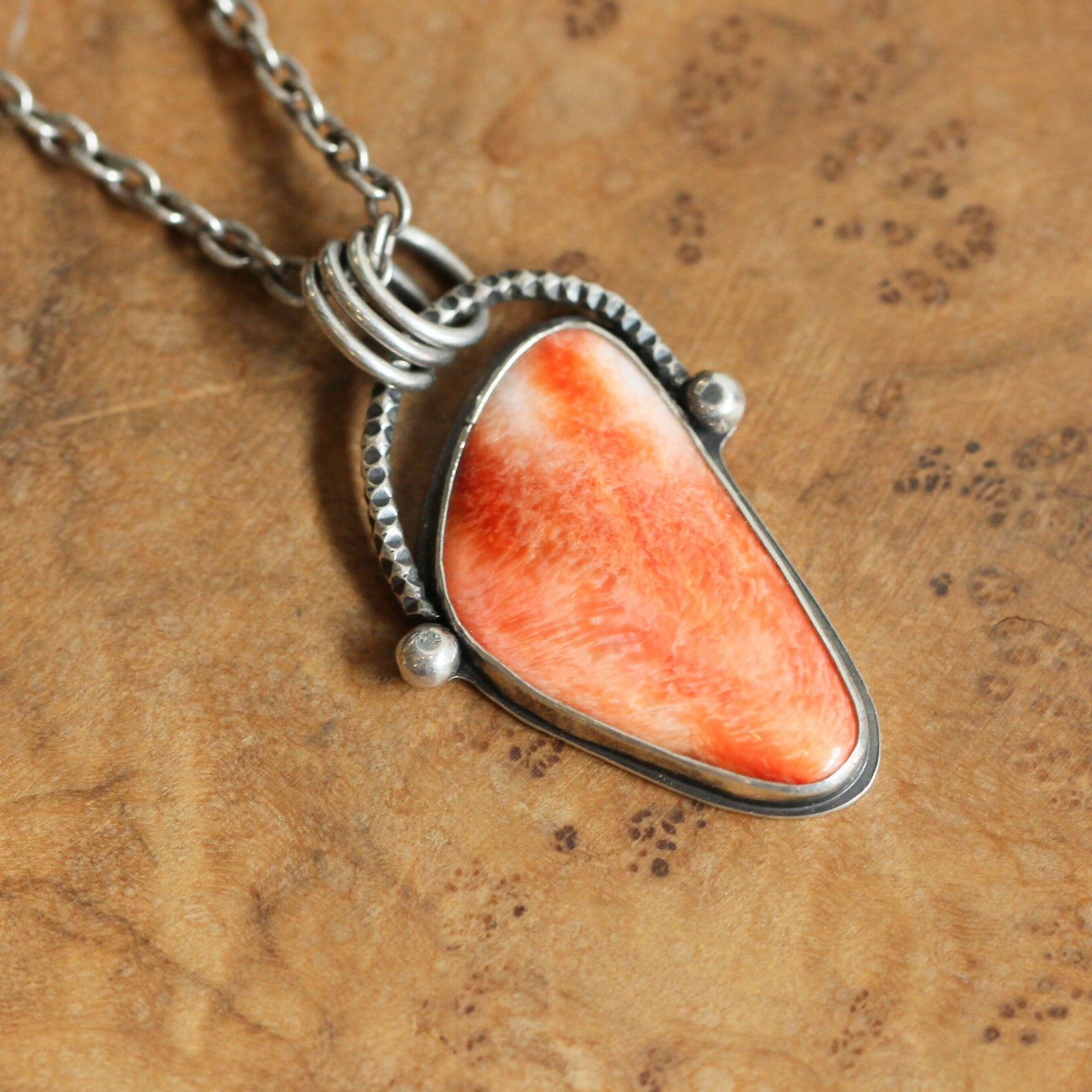 Custom Spiny Oyster Pendant - Choose Your Stone - Sterling Silver