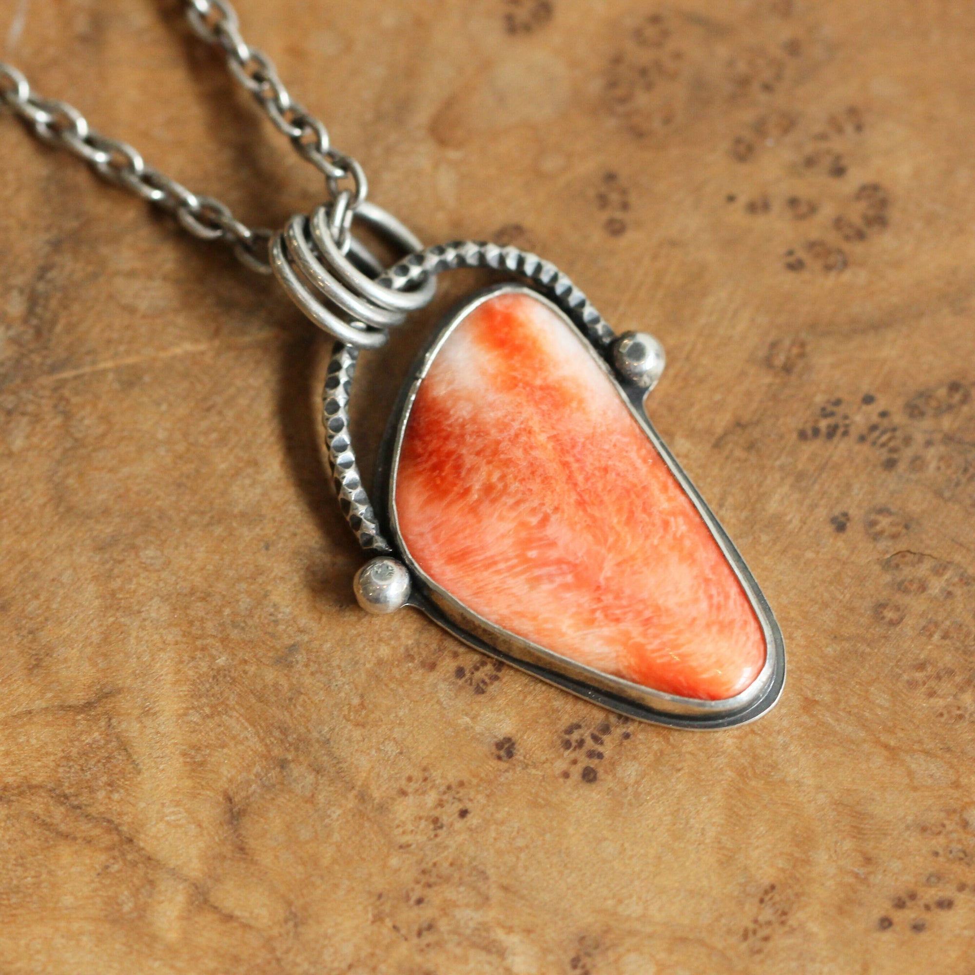 Custom Spiny Oyster Pendant - Choose Your Stone - Sterling Silver