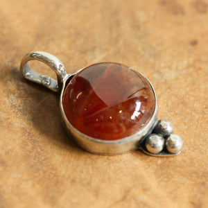 Hessonite Garnet Sweetheart Necklace - Garnet Pendant - Red Garnet Jewelry - .925 Sterling Silver