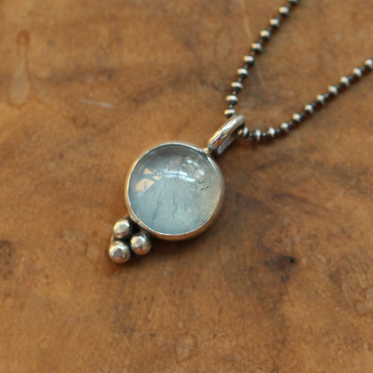 Aquamarine Sweetheart Pendant - Aquamarine Necklace - March Birthstone - .925 Sterling Silver