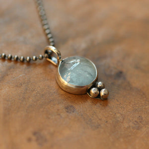 Aquamarine Sweetheart Pendant - Aquamarine Necklace - March Birthstone - .925 Sterling Silver