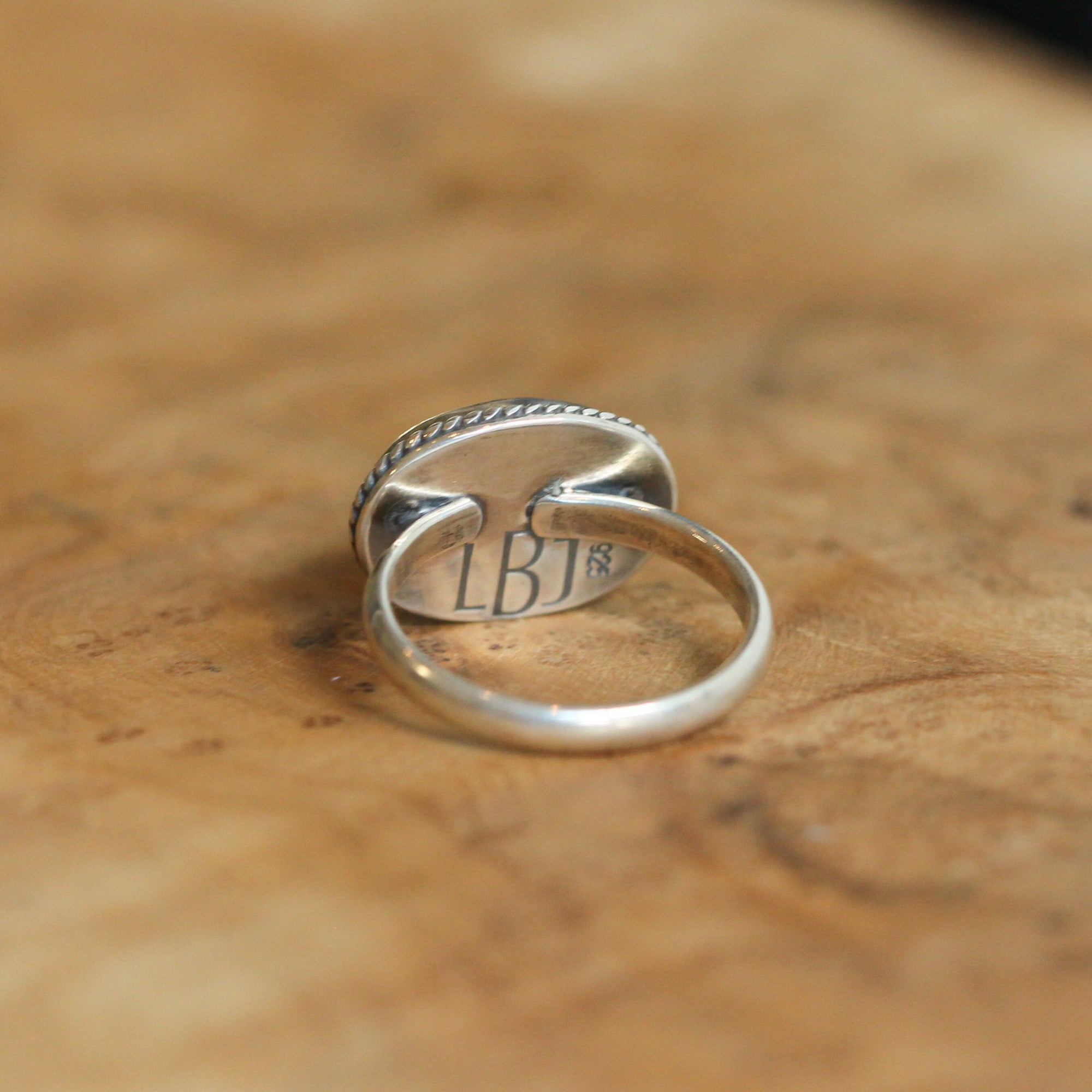 Kingman Turquoise Ring - East West Turquoise Ring - Sterling Silver Ring - Silversmith Ring - Textured Ring