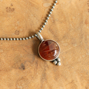 Hessonite Garnet Sweetheart Necklace - Garnet Pendant - Red Garnet Jewelry - .925 Sterling Silver